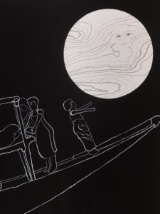 The-Send-Off 2024 154 x 122cm sumi ink white ink watercolour on paper